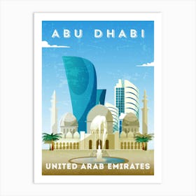 Abu Dhabi, UAE — Retro travel minimalist poster Art Print