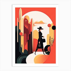 Woman Walking In The City Art Print