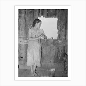 Daughter Of Agricultural Day Laborer Looking Out The Unshuttered Window Of The Desolate Shack Which Was Her Ho Art Print