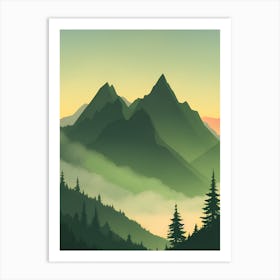 Misty Mountains Vertical Composition In Green Tone 41 Art Print