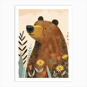 Brown Bear Growling Storybook Illustration 1 Art Print