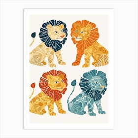 Barbary Lion In Different Seasons Clipart 1 Art Print