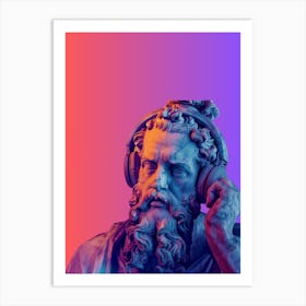 Greek God With Headphones Art Print