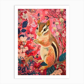 Floral Animal Painting Chipmunk 3 Art Print