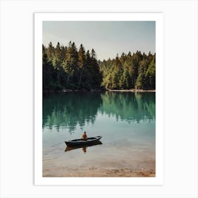 Canoe On Lake Art Print