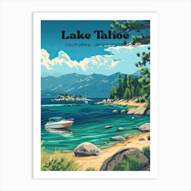 Lake Tahoe California Sierra Nevada Art Illustration Art Print