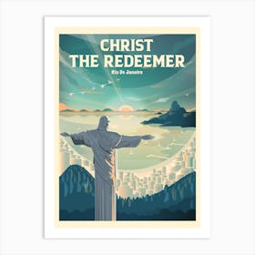 Christ The Redeemer Rio De Janeiro Travel Poster Art Print