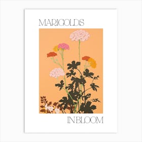 Marigolds In Bloom Flowers Bold Illustration 3 Art Print