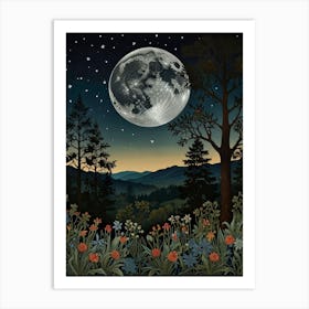 Moonlight In The Woods Style William Morris 1 Art Print 6 Art Print