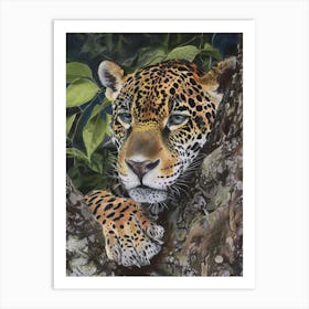 Jaguar Pastel Watercolour 2 Art Print