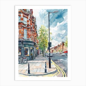 Haringey London Borough   Street Watercolour 2 Art Print