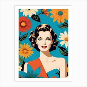 Woman With Flowers Art Print