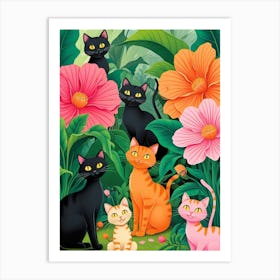 Cats In The Jungle Art Print