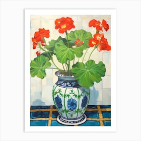 Flowers In A Vase Still Life Painting Geranium 2 Art Print