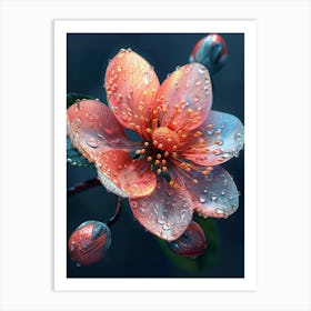 Raindrops On A Flower 1 Art Print