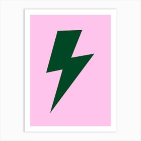 Lightning Bolt Green on Pink Art Print