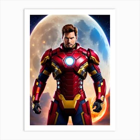 Iron Man In Front Of The Moon 1 Art Print