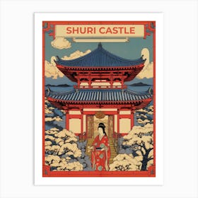 Shuri Castle, Japan Vintage Travel Art 4 Art Print