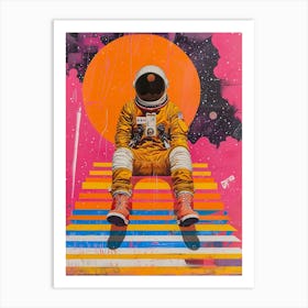 Astronaut Sitting On Stairs Art Print