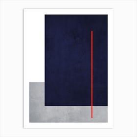 Linear Shapes Blue And Gray Art Print