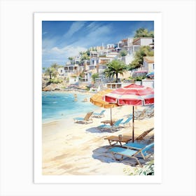 Coastal Calm: Mediterranean Beach View Decor Art Print