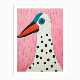 Pink Polka Dot Pelican Art Print