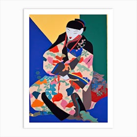 Samurai In Fauvist Matisse Japanese Style  2 Art Print