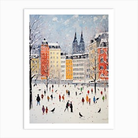 Winter Snow Munich   Germany Snow Illustration 3 Art Print