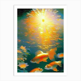 Hirenaga Koi Fish Monet Style Classic Painting Art Print