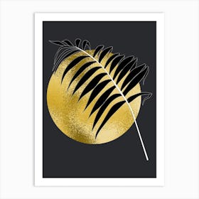 Full Moon Black and Gold Art Print