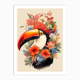 Bird With A Flower Crown Toucan 2 Art Print