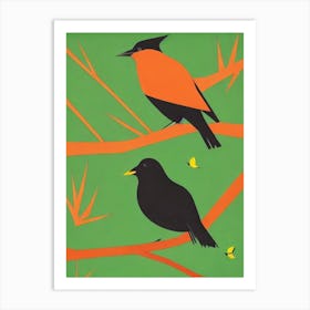 Blackbird 2 Midcentury Illustration Bird Art Print