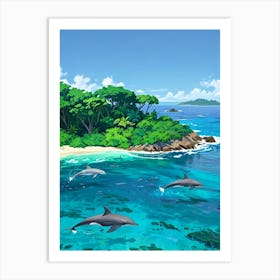 Dolphins In The Sea 1 Art Print