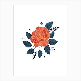 Orange Rose On A White Background Art Print