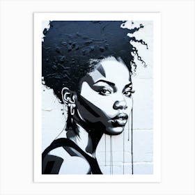 Graffiti Mural Of Beautiful Black Woman 118 Art Print