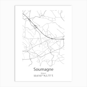 Soumagne,Belgium Minimalist Map Art Print