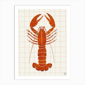 Lobster On Checkered Tablecloth Art Print