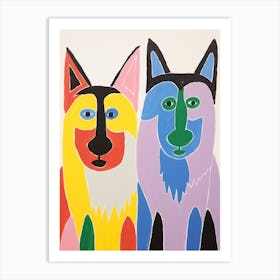 Colourful Kids Animal Art Timber Wolf 1 Art Print
