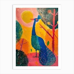Peacock At Sunset Painting 1 Art Print