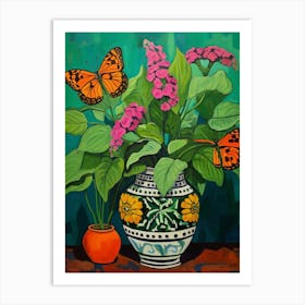 Flowers In A Vase Still Life Painting Lantana 2 Art Print