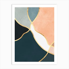 Organic shapes and golden lines 5 Art Print