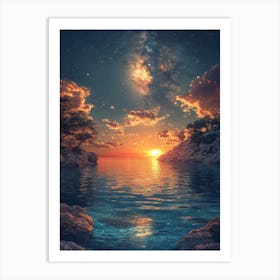 Sunset Over The Water Art Print