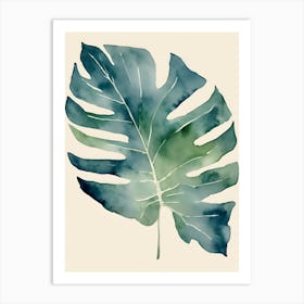 Abstract Watercolor Tropical Leaf 2 Art Print