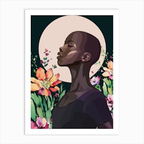 Woman In A Flower Garden 1 Art Print