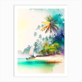 Andaman And Nicobar Islands India Watercolour Pastel Tropical Destination Art Print