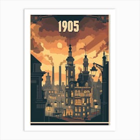 Aihrgdesign A Nostalgic Poster Of A 1905 City Skyline At Dusk 579b7064 889a 4039 A0f2 6a74205836dc 1 Art Print