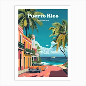 Puerto Rico Caribbean Summer Travel Art Illustration Art Print