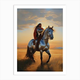 Woman Riding A Horse Art Print