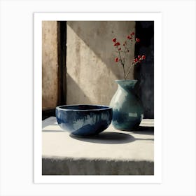 Blue Bowl And Vase Art Print