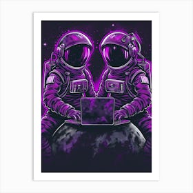 Two Astronauts In Space Art Print